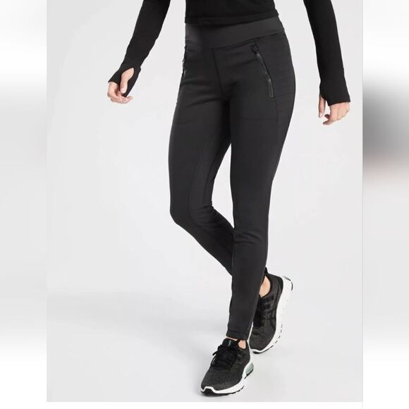 Athleta Peak Hybrid Fleece Tight In Black Size Medium - Picture 1 of 13
